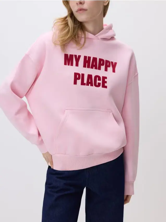 Reserved Felpa con slogan - rosa pastello