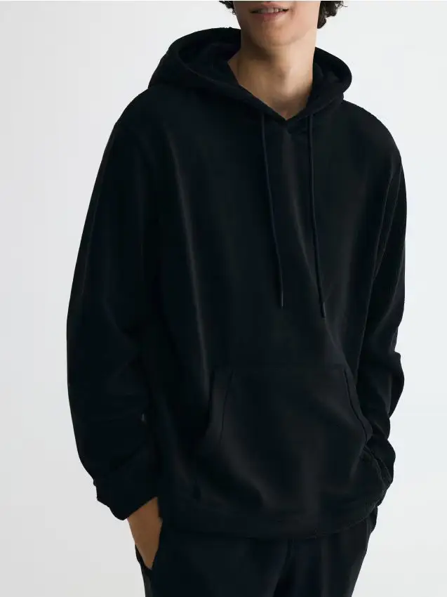 Reserved Felpa in pile con cappuccio - nero