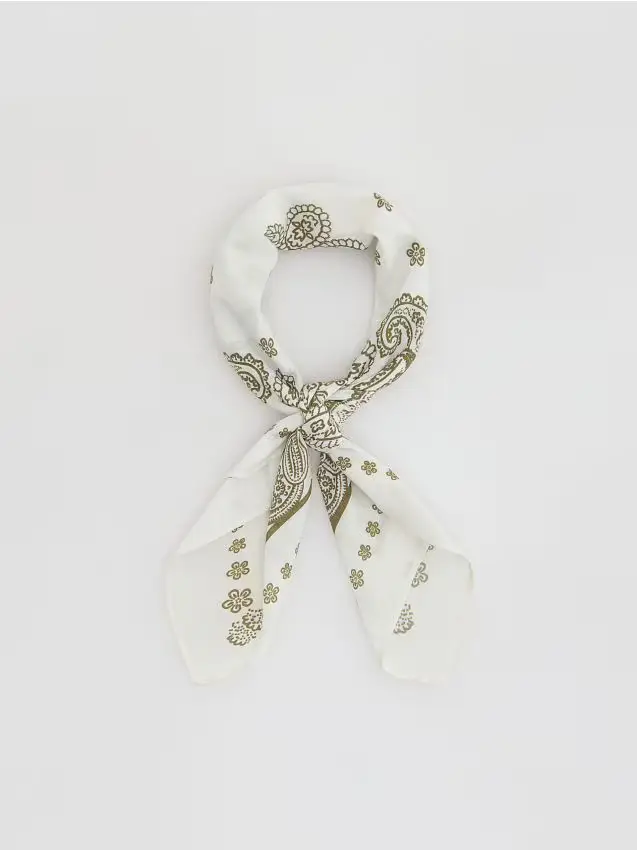 Reserved Foulard stampato con viscosa - verde oliva