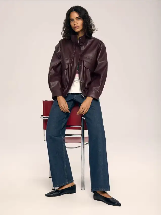 Reserved Giacca in ecopelle - bordeaux