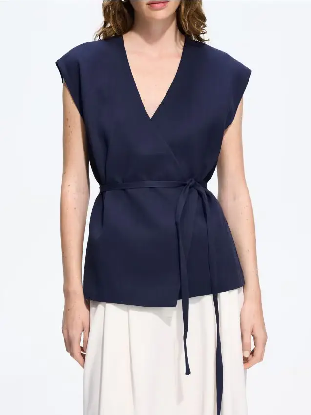 Reserved Gilet in misto lyocell - blu scuro