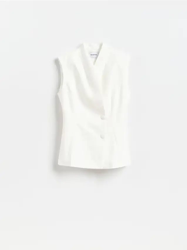 Gilet lungo in cotone - bianco