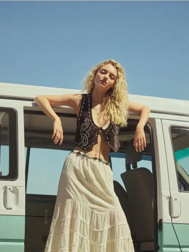 Gonna midi in mussola - panna