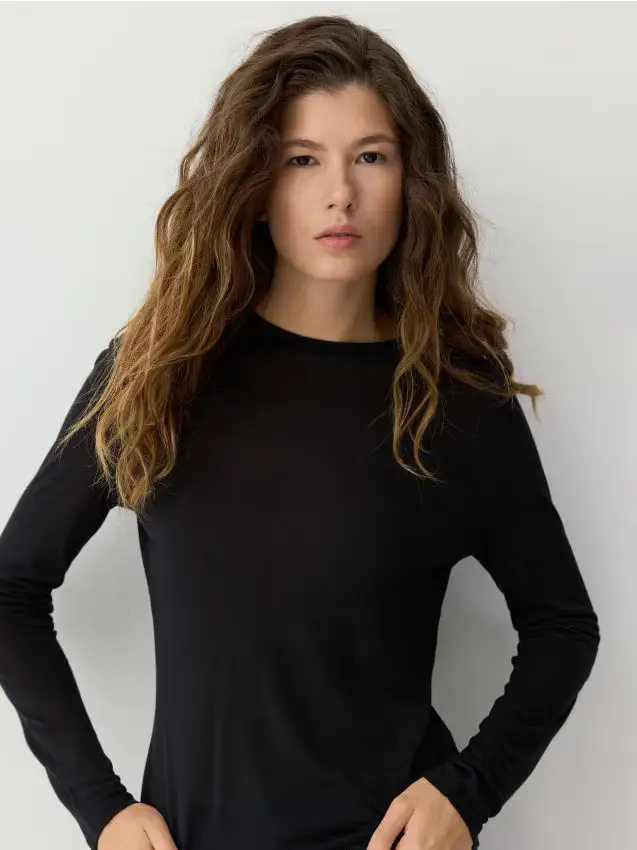 Reserved Maglia a maniche lunghe con cashmere - nero