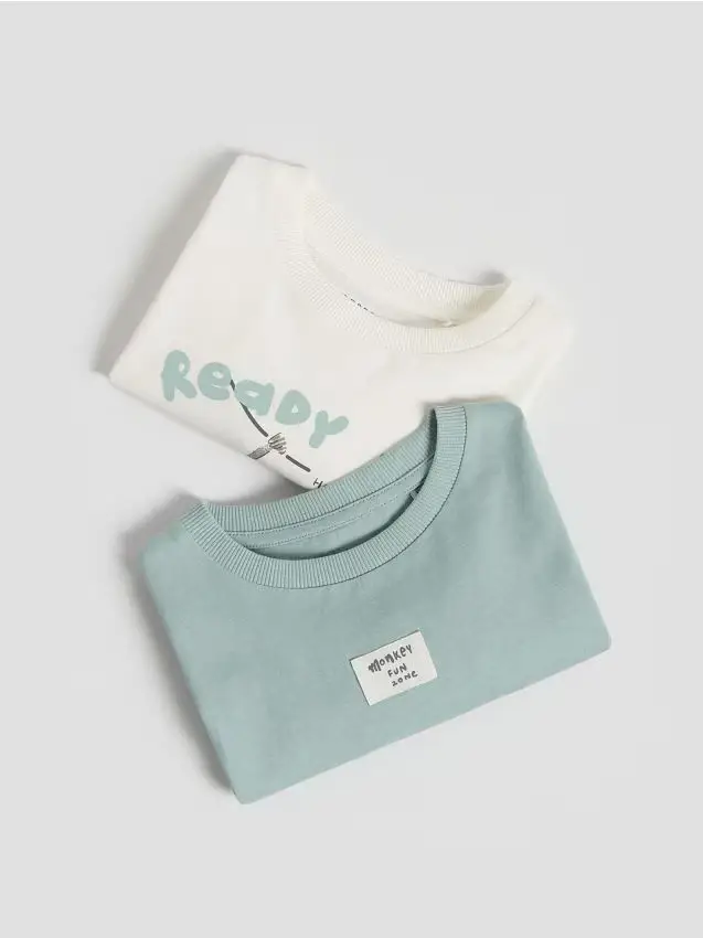 Reserved Maglia a maniche lunghe in cotone 2 pack - panna