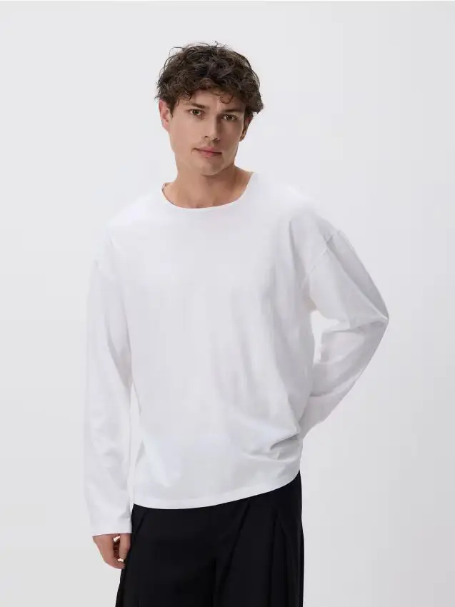 Reserved Maglia in cotone a maniche lunghe - bianco