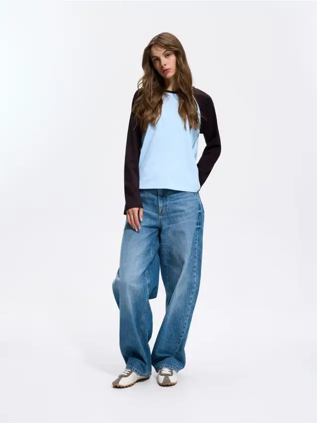 Maglia in cotone a maniche lunghe - blu pallido