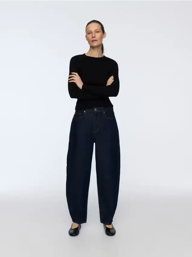 Reserved Maglietta a maniche lunghe in misto modal - nero