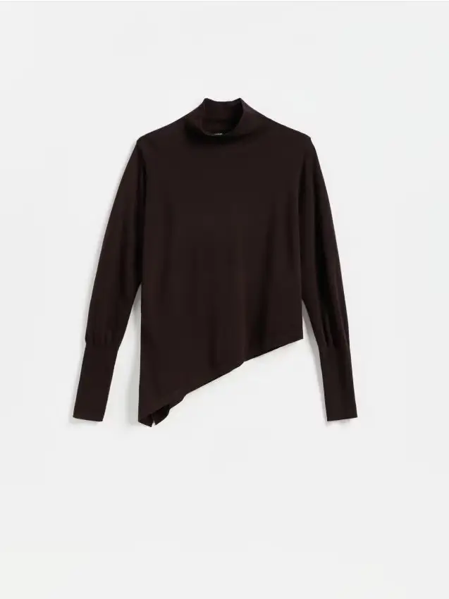 Maglione con orlo asimmetrico - marrone scuro