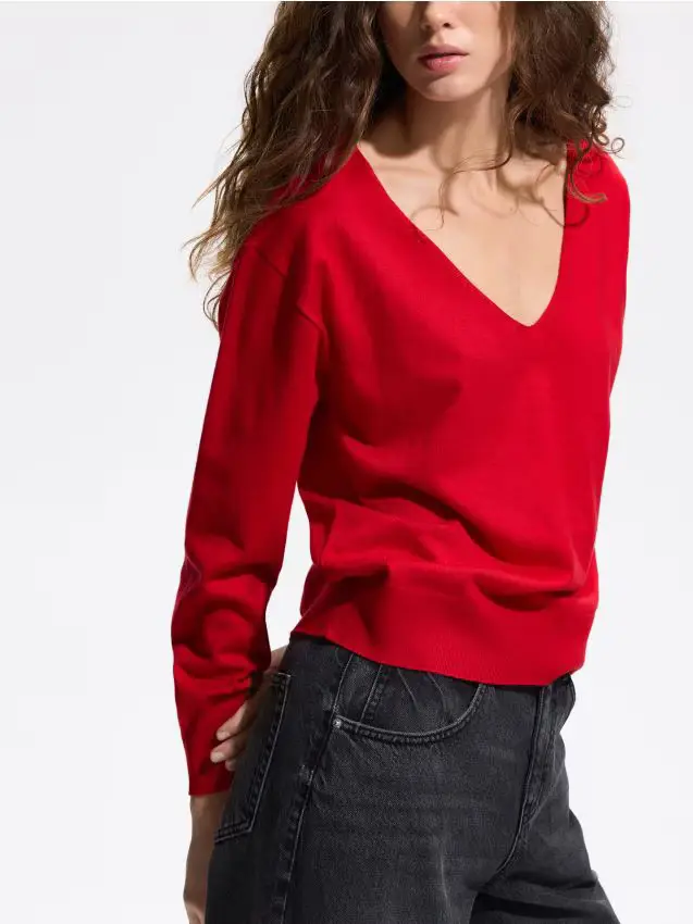 Maglione in misto viscosa - rosso