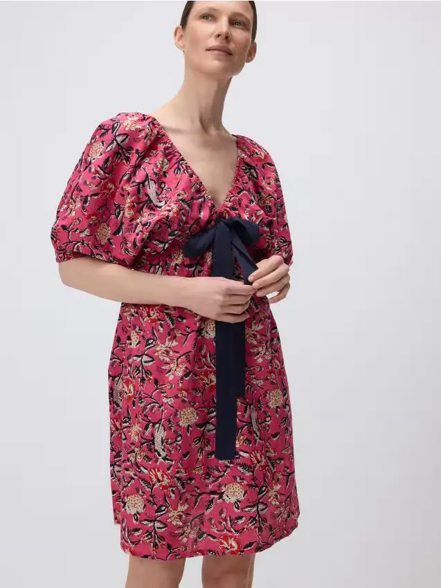 Mini vestito con fiocco - multicolore