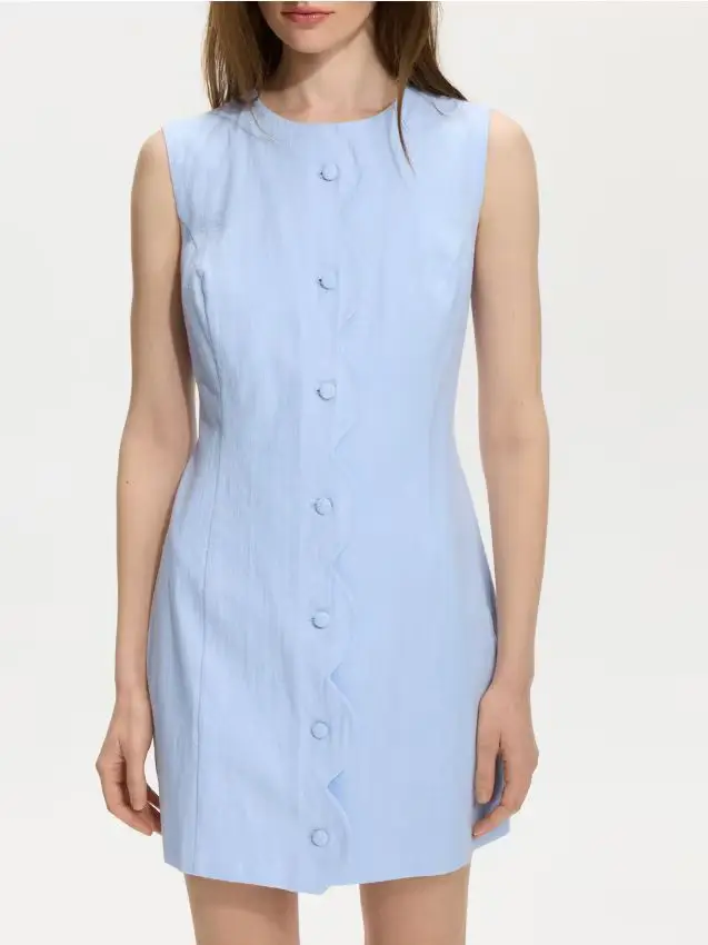 Reserved Mini vestito in misto lino - blu pallido