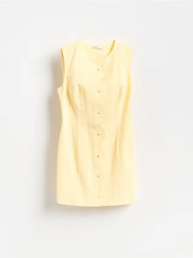 Reserved Mini vestito in misto lino - giallo chiaro