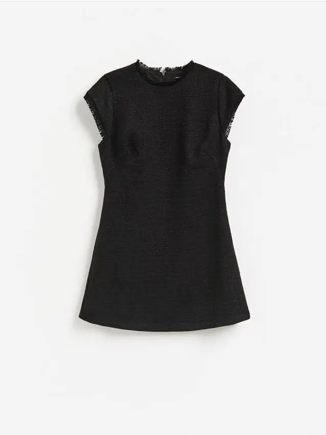 Mini vestito in tweed - nero