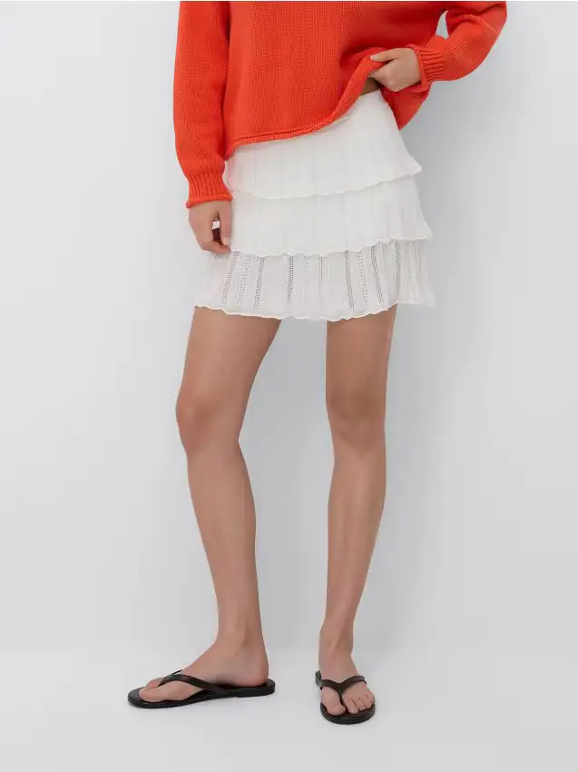 Minigonna in misto viscosa - panna