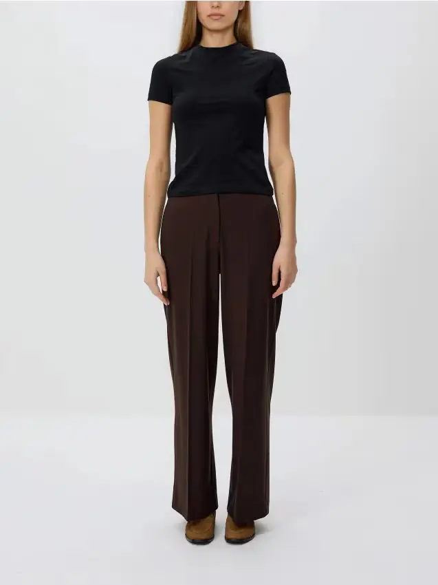 Reserved Pantaloni a gamba ampia con piega stirata - marrone polveroso