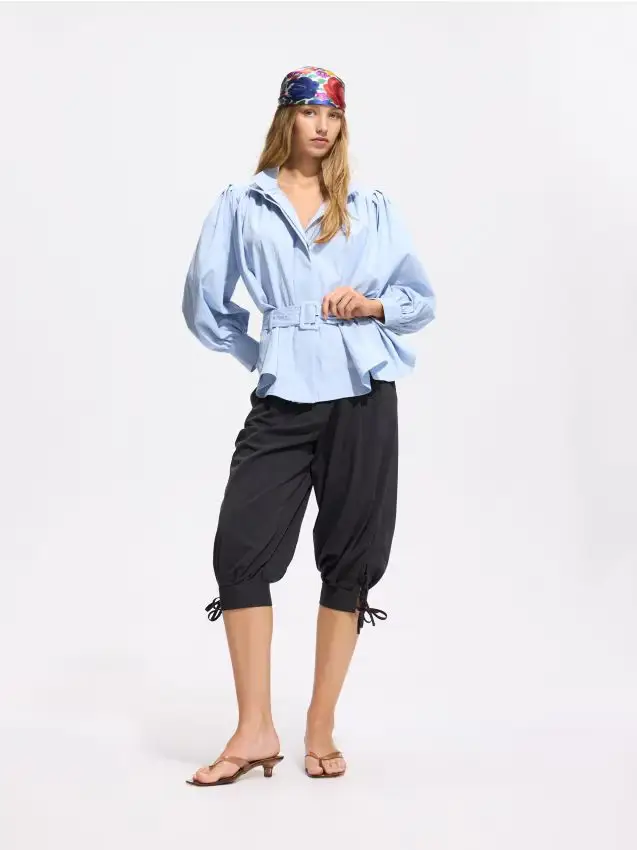 Pantaloni capri con lacci - grigio scuro