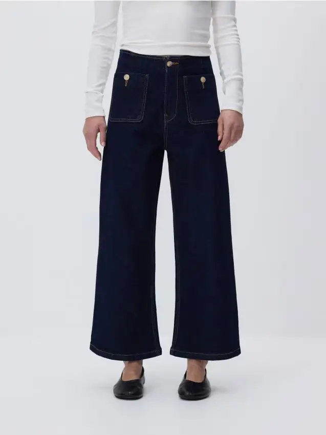 Reserved Pantaloni culotte - blu scuro