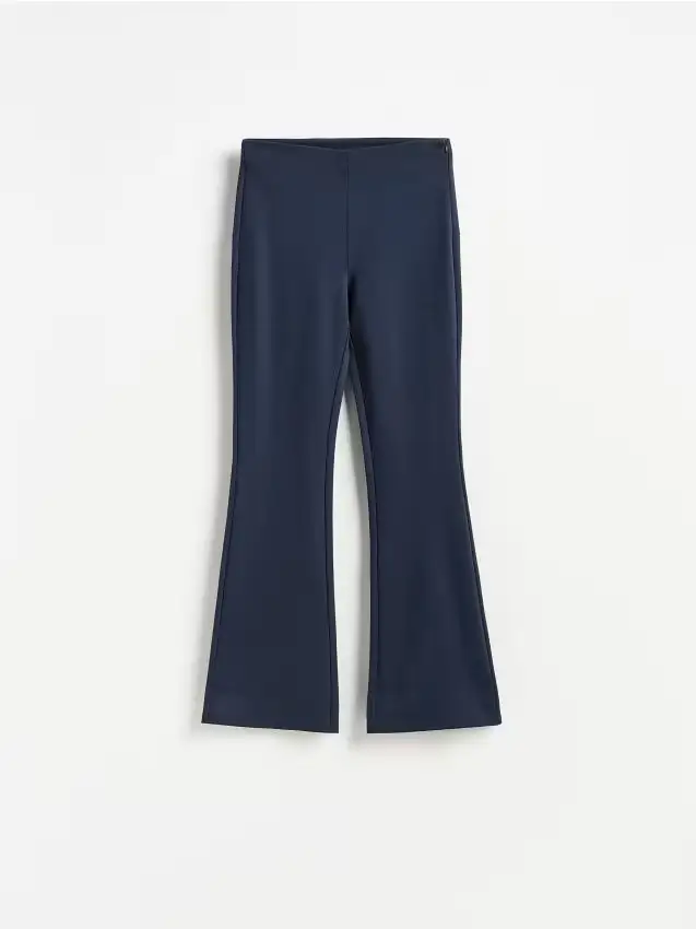 Pantaloni flare misto viscosa - blu scuro