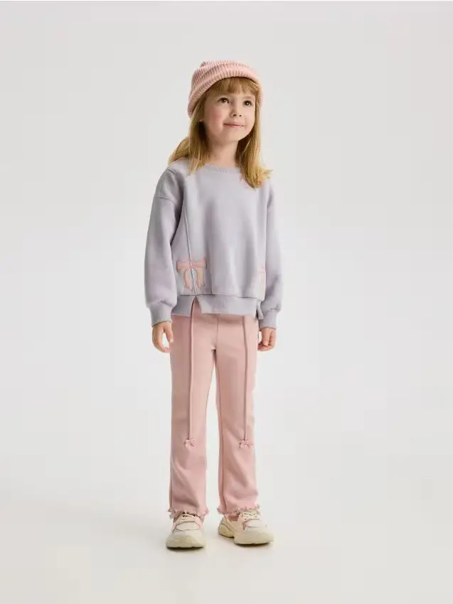 Pantaloni imbottiti flare - rosa cipria