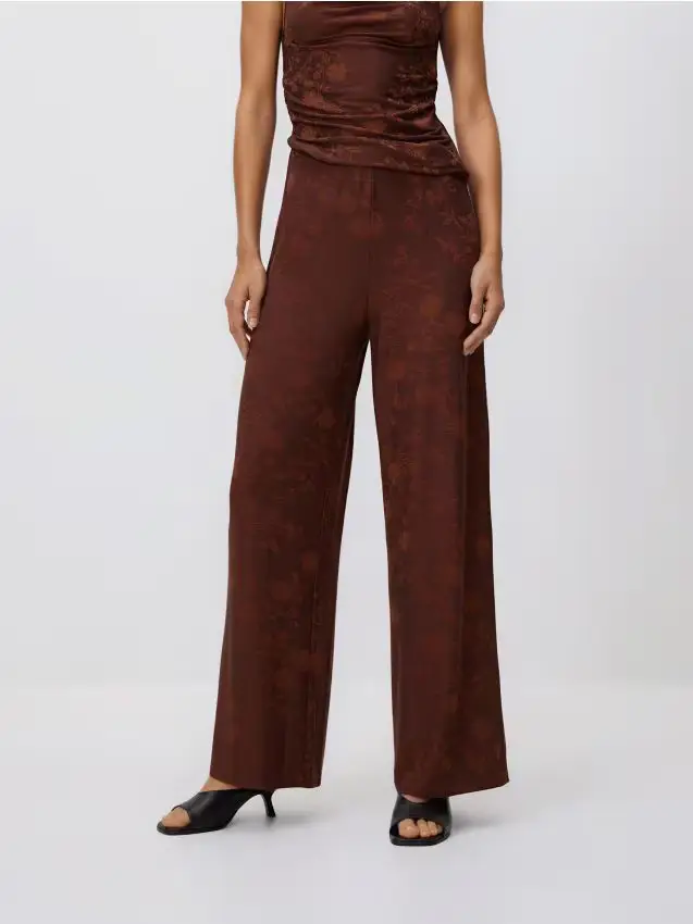 Pantaloni in misto viscosa - marrone scuro