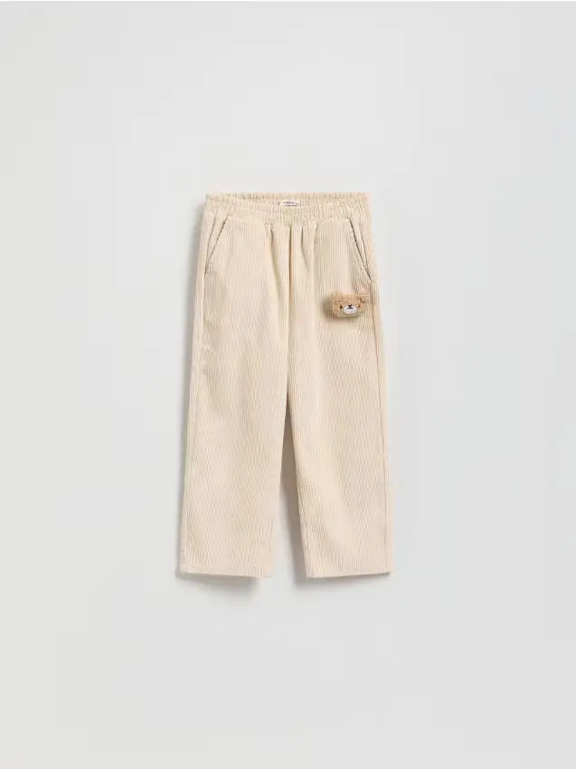 Reserved Pantaloni in velluto a coste con applicazione - nude