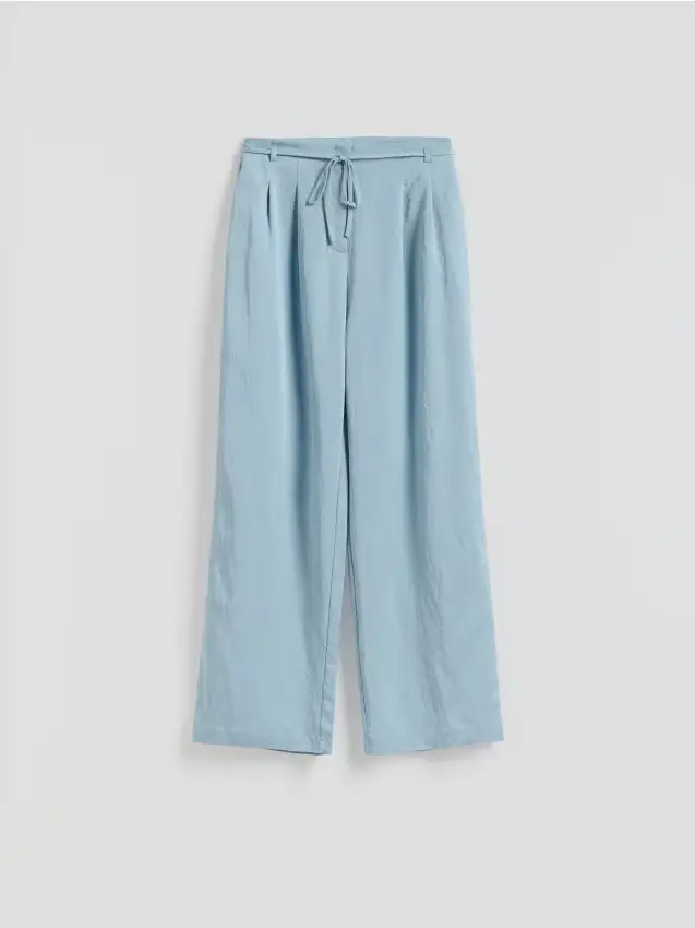 Reserved Pantaloni larghi in lyocell - azzurro