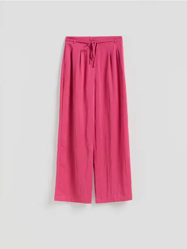 Reserved Pantaloni larghi in lyocell - rosa
