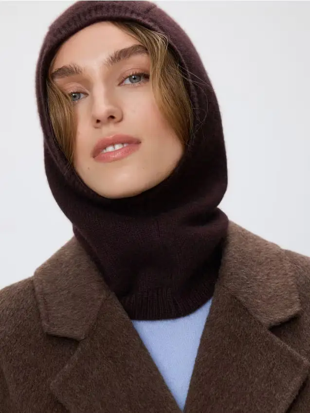 Reserved Passamontagna in lana e cashmere - marrone scuro