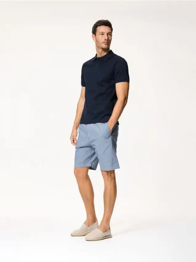 Reserved Polo regular in cotone mercerizzato - blu scuro
