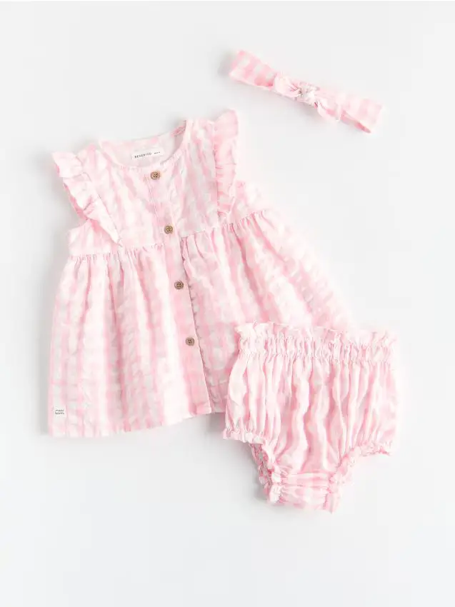 Reserved Set in cotone con fascia per capelli - rosa