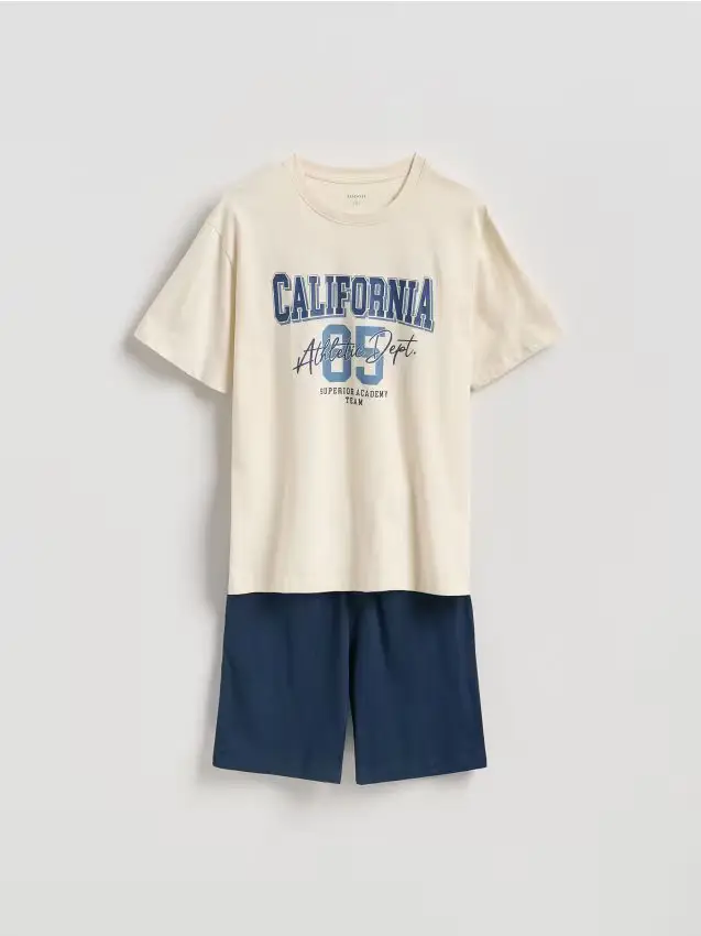 Reserved Set pigiama due pezzi stampato - panna