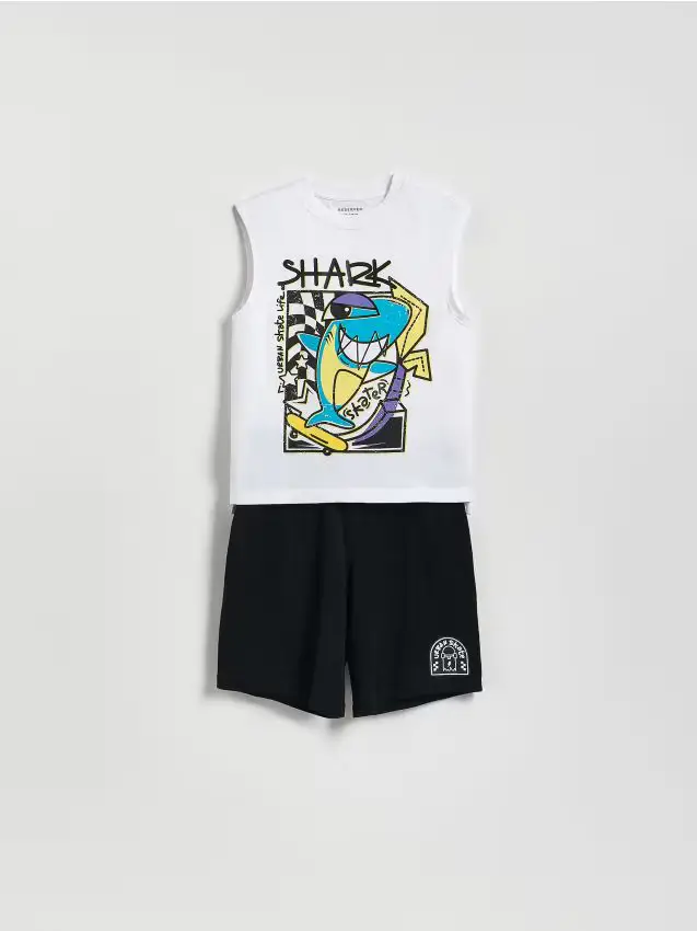 Set pigiama in cotone con stampa - bianco