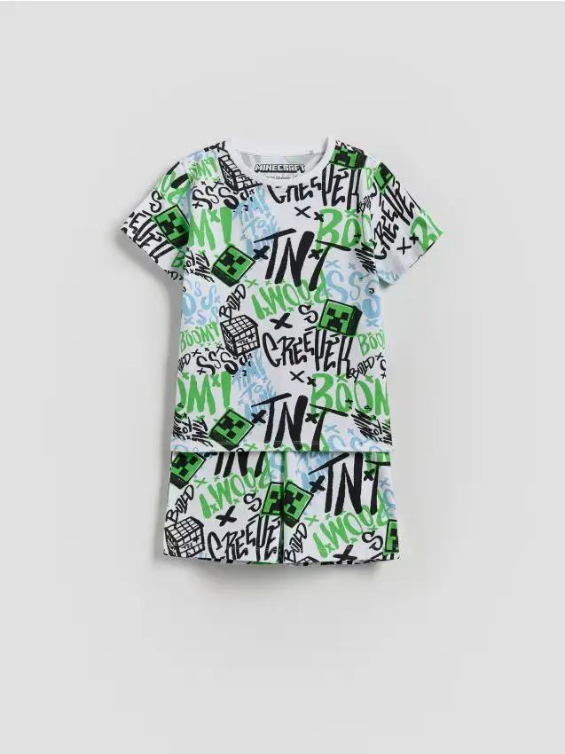 Reserved Set pigiama in cotone Minecraft - bianco