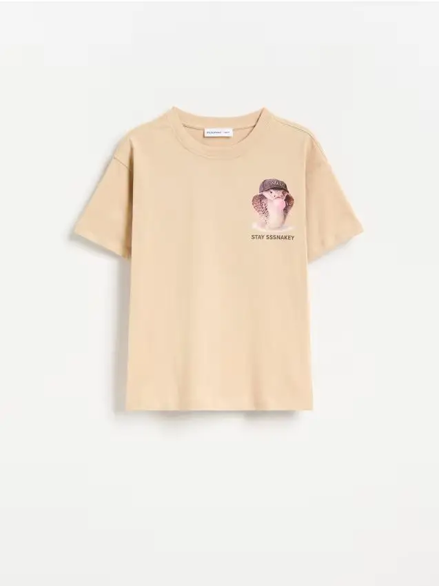 Reserved T-shirt in cotone stampato - beige