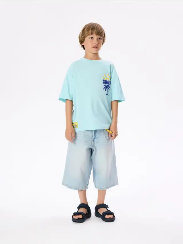 Reserved T-shirt in cotone stampato - blu pallido
