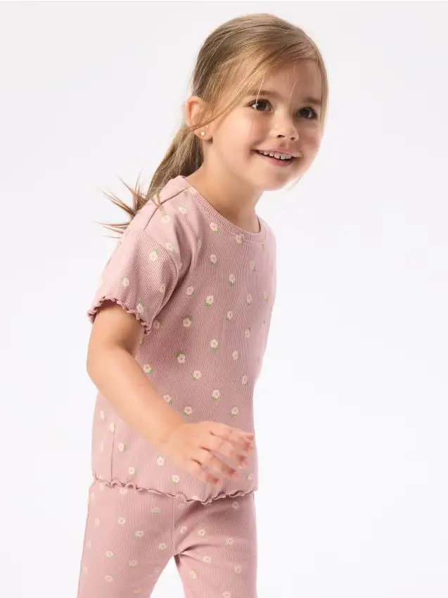 T-shirt in misto cotone - rosa cipria