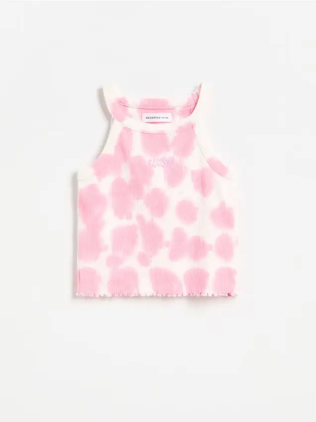 Reserved Top in cotone con ricamo - rosa pastello