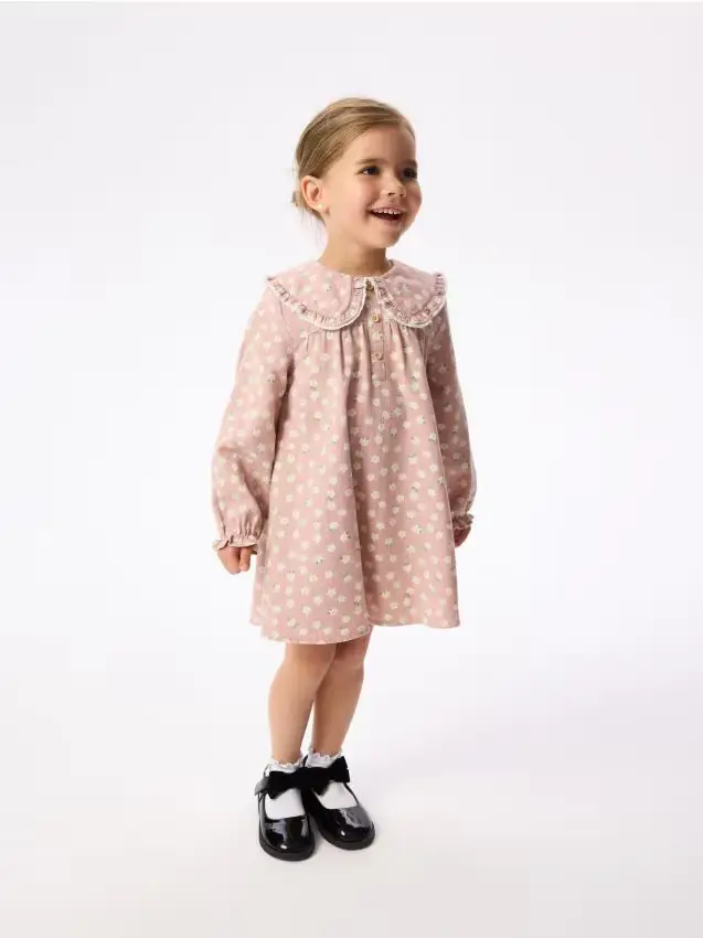 Vestito floreale in cotone - rosa cipria