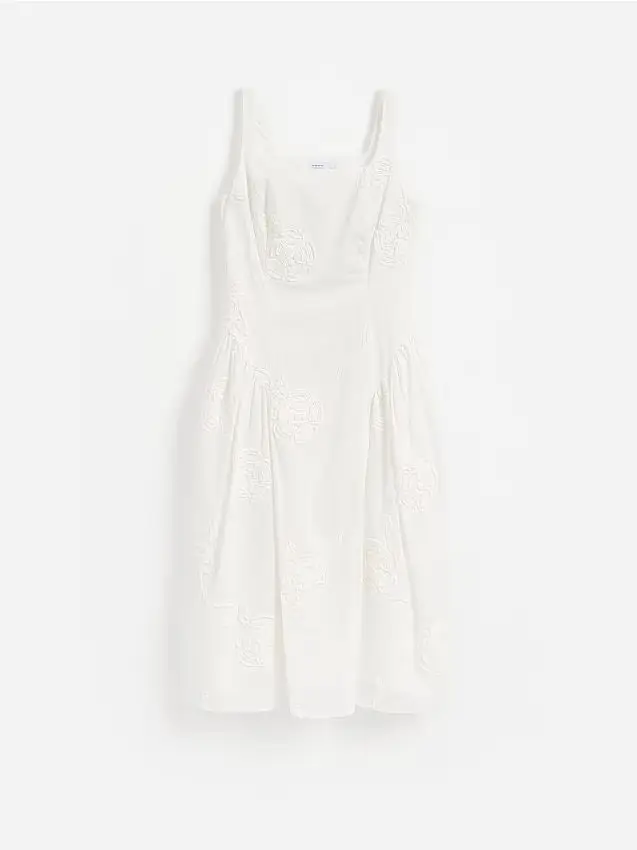 Reserved Vestito midi in cotone - bianco
