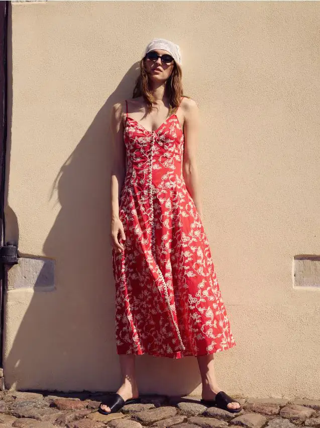 Reserved Vestito ricamato - rosso