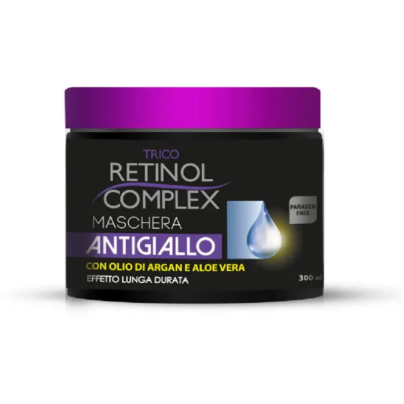 Retinol complex Maschera Antigiallo - Trattamento Professionale Per Capelli Biondi, Grigi O Decolorati 300 ml