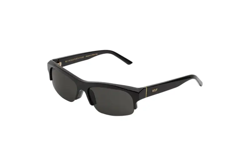 Retrosuperfuture Unisex FIF SCATTO BLACK Occhiali da sole Acetato Nero Nero Geometrica Normale