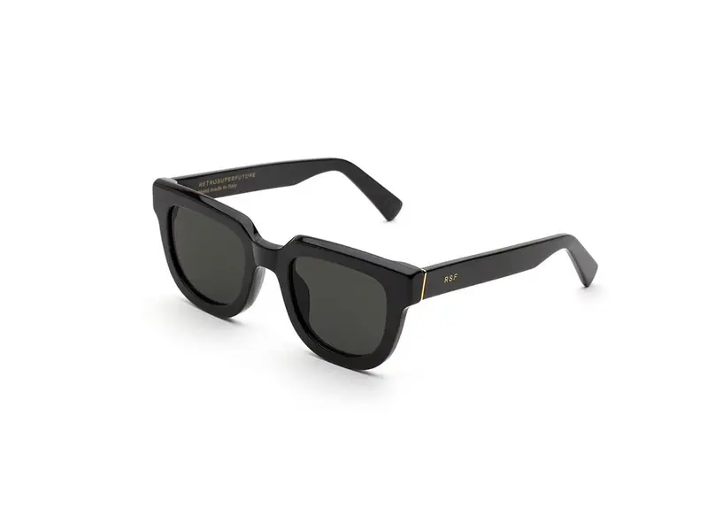 Retrosuperfuture Unisex GP0 Serio Black Occhiali da sole Acetato Nero Nero Rotonda Normale
