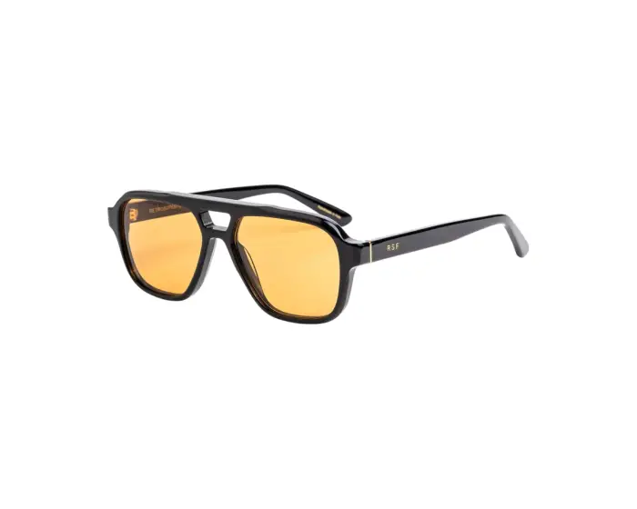 Retrosuperfuture Unisex G5U MANEVAL REFINED Occhiali da sole Acetato Nero Giallo Squadrata Normale