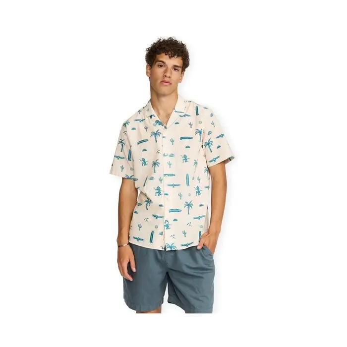 Revolution Camicia a maniche corte Cuban Shirt 3250 - Off White Multicolore