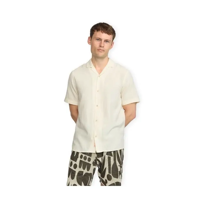 Revolution Camicia a maniche corte Cuban Shirt 3927 - Off White Beige