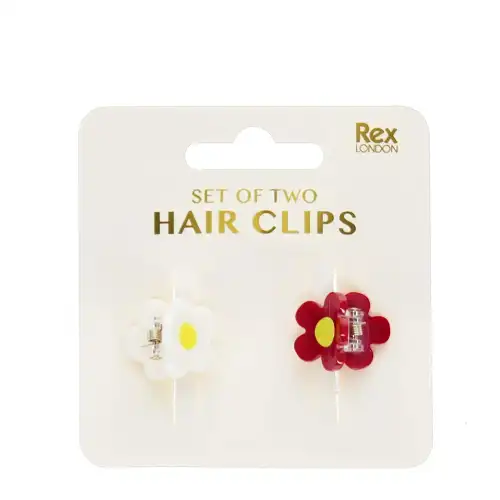Rex London Mini forcella per capelli bambina Flowers (x2) Rouge