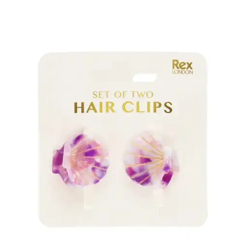 Rex London Mini forcella per capelli bambina Seashells (x2) Violet