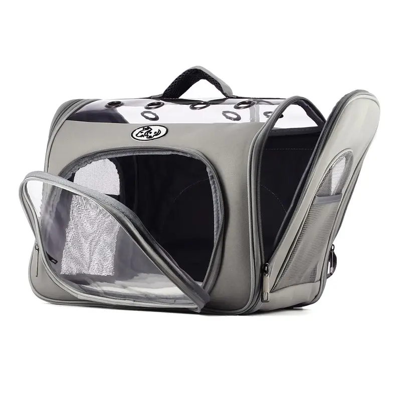 RG GIGLI Trasportino morbido a zaino grigio per gatti e cani di piccola